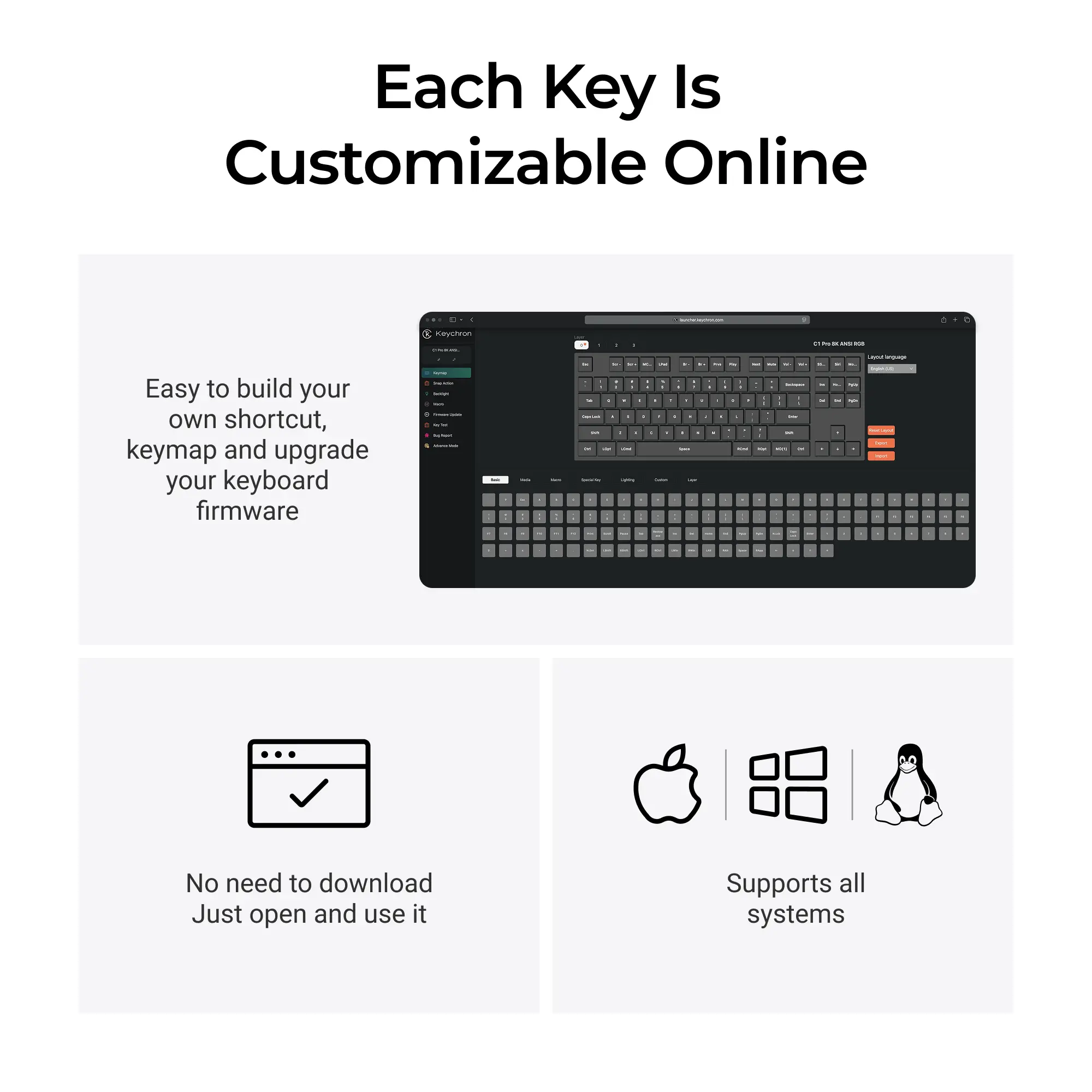 Геймърска Механична клавиатура Keychron C1 Pro 8K QMK - Super Brown Switch - image 6
