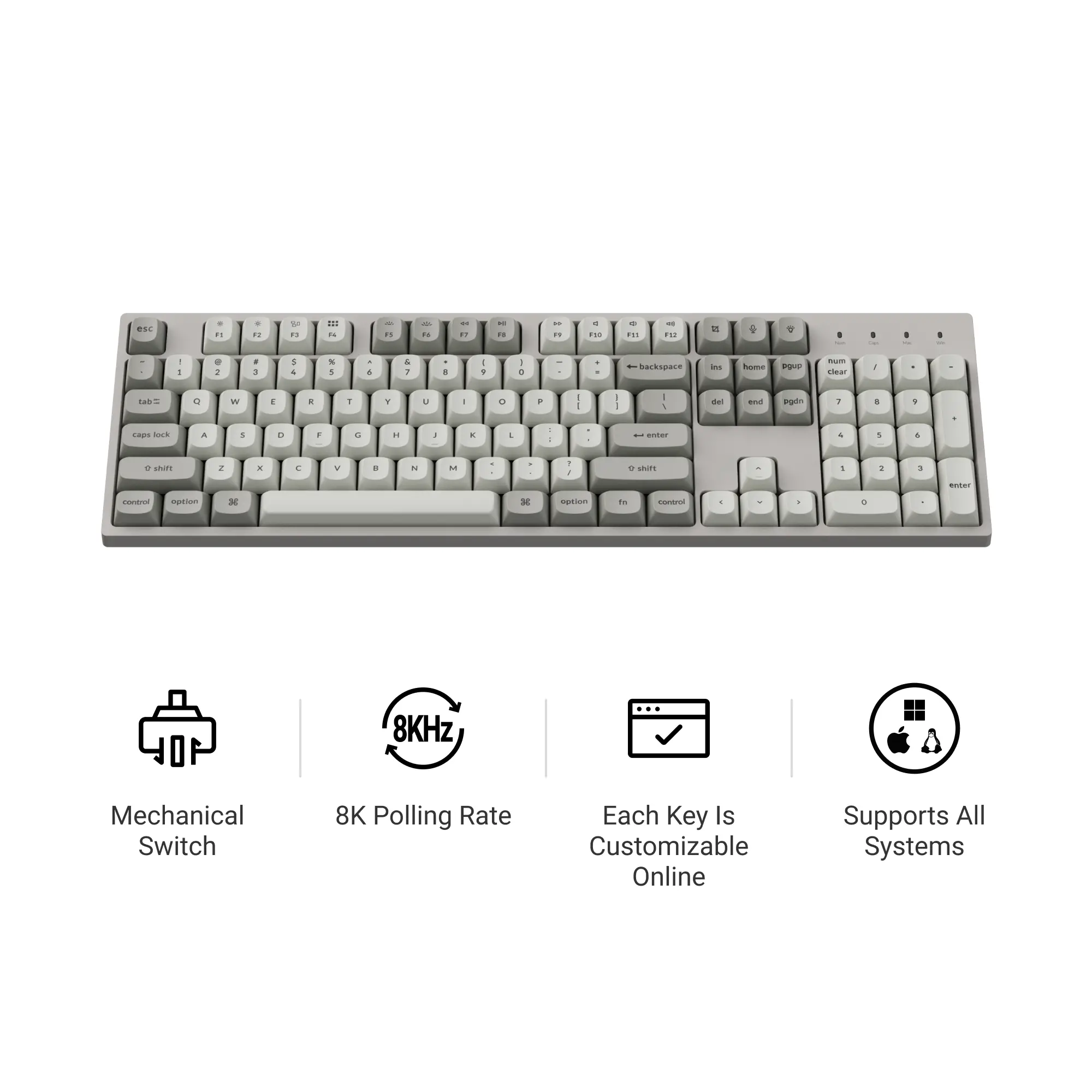 Геймърска Механична клавиатура Keychron C2 Pro 8K QMK - Super Brown Switch, Full Size - image 4