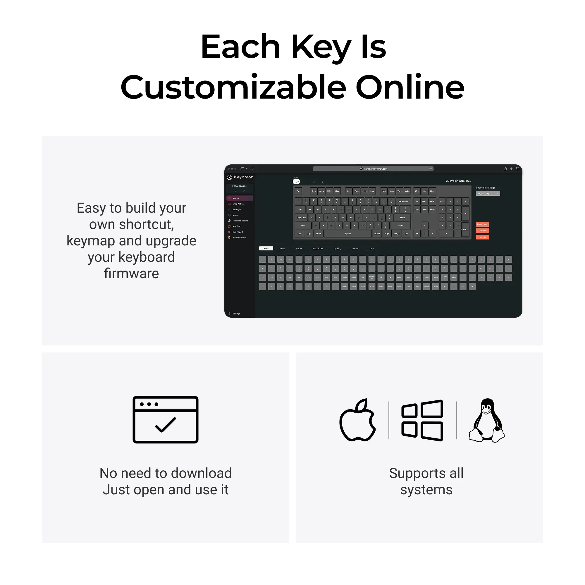 Геймърска Механична клавиатура Keychron C2 Pro 8K QMK - Super Brown Switch, Full Size - image 6