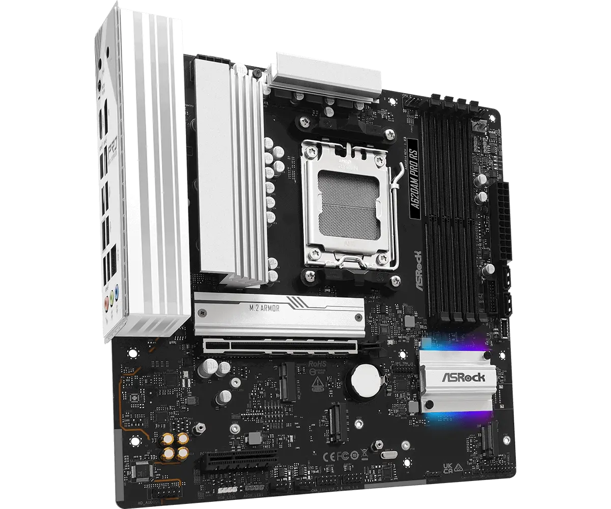 ASROCK Μητρική πλακέτα Desktop A620AM Pro RS, AM5, 4x DDR5, 1x PCIe 4.0 x16, 1x PCIe 3.0 x16, 2x Hyper M.2(PCIe Gen4x4), 1x Ultra m.2, 2x SATA3 6.0 - image 1