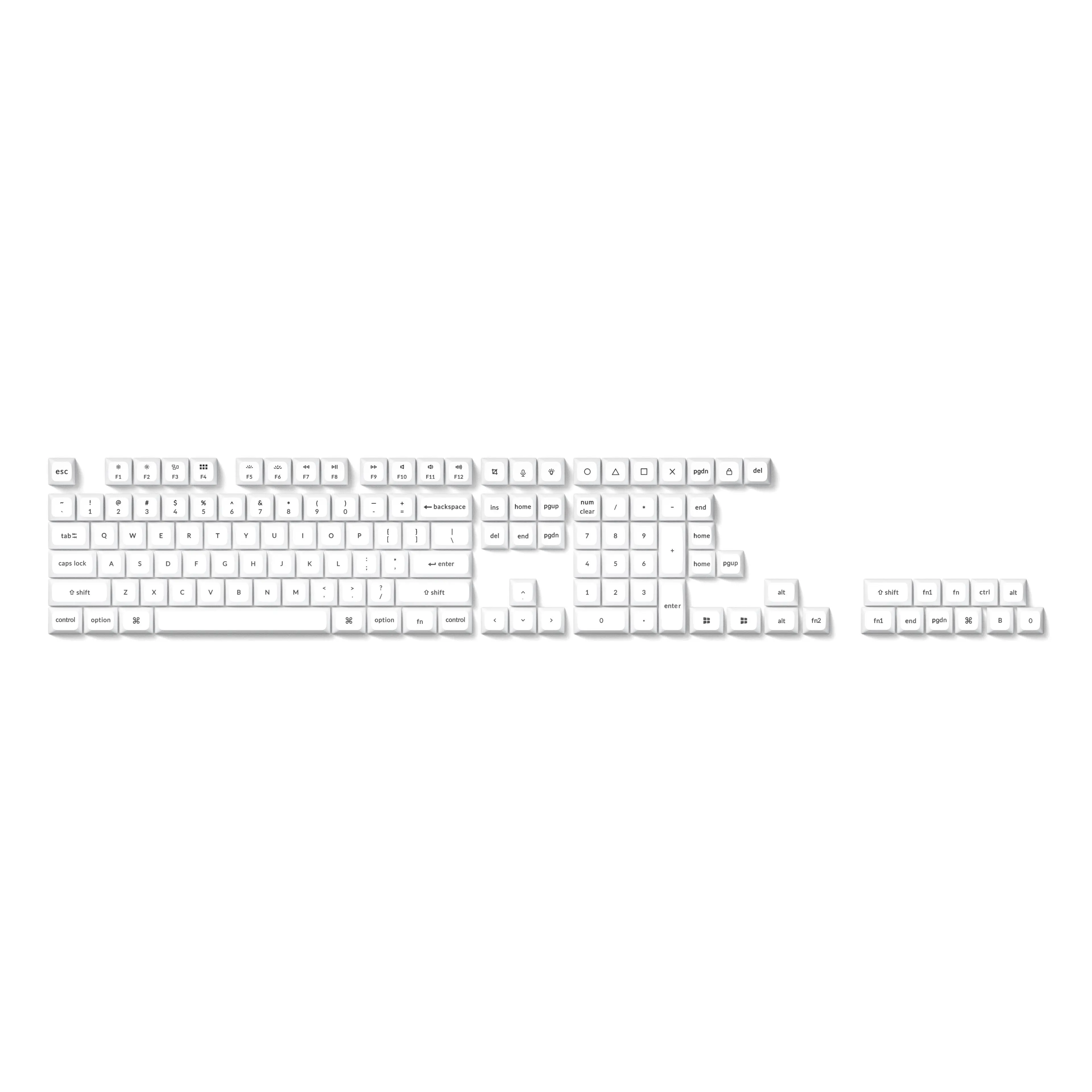 Capace pentru tastatură mecanică Keychron Double Shot KSA PBT Keycap Full Keycap Set 137 Keycaps - Alb