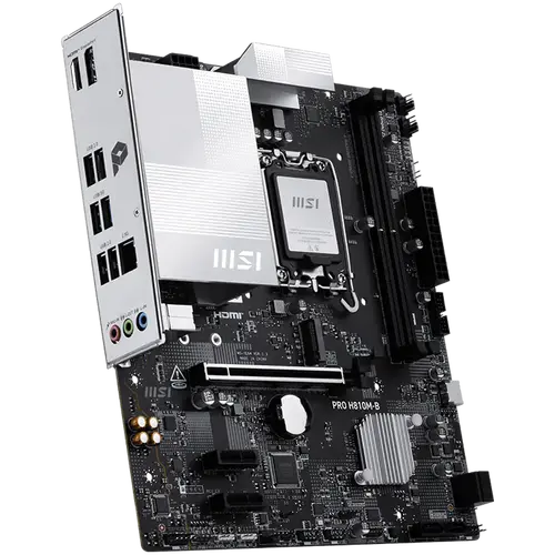 MSI PRO H810M-B, mATX, LGA 1851, 2x DDR5 Dual Channel DDR5 up to 6400(OC)MHz, 1x PCIe x16 slot, 1x M.2 slot, 4x USB 2.0, 2x USB 5Gbps, HDMI, DP, 7.1 HD Audio, 2.5G LAN, 3Y - image 1
