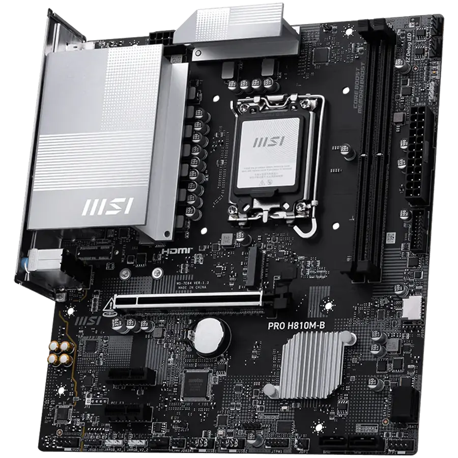 MSI PRO H810M-B, mATX, LGA 1851, 2x DDR5 Dual Channel DDR5 up to 6400(OC)MHz, 1x PCIe x16 slot, 1x M.2 slot, 4x USB 2.0, 2x USB 5Gbps, HDMI, DP, 7.1 HD Audio, 2.5G LAN, 3Y - image 2