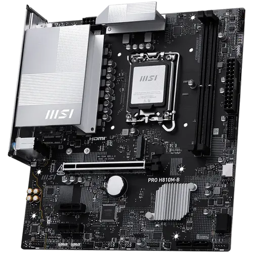 MSI PRO H810M-B, mATX, LGA 1851, 2x DDR5 Dual Channel DDR5 up to 6400(OC)MHz, 1x PCIe x16 slot, 1x M.2 slot, 4x USB 2.0, 2x USB 5Gbps, HDMI, DP, 7.1 HD Audio, 2.5G LAN, 3Y - image 2