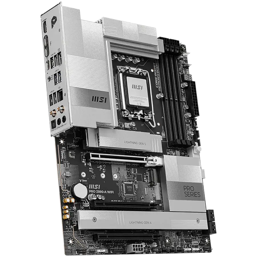 MSI PRO Z890-A WIFI, LGA 1851, Dual Channel DDR5 up to 9200(OC)MHz, 3x PCIe x16 slots, 4x M.2 slot, 4xUSB 5Gbps, 3xUSB 10Gbps A, 1xUSB 10 Gbps C, 2xThunderbolt 40Gbps Type-C, HDMI, 5G LAN, WIFI, 7.1 Audio, 3Y - image 1