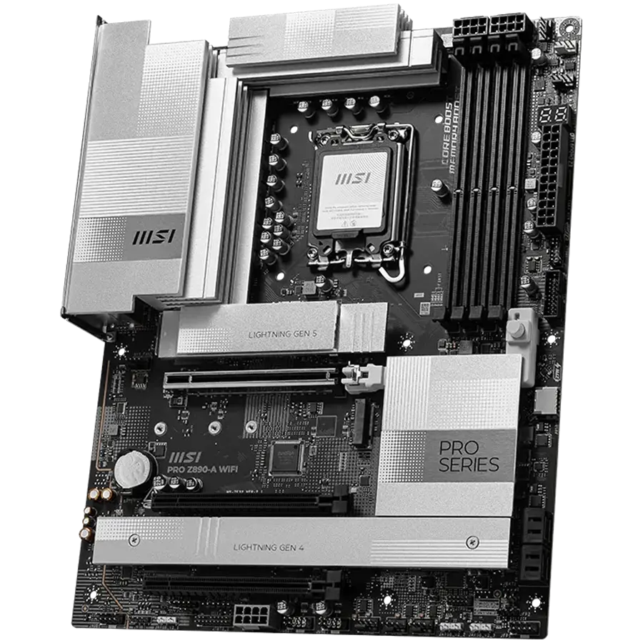 MSI PRO Z890-A WIFI, LGA 1851, Dual Channel DDR5 up to 9200(OC)MHz, 3x PCIe x16 slots, 4x M.2 slot, 4xUSB 5Gbps, 3xUSB 10Gbps A, 1xUSB 10 Gbps C, 2xThunderbolt 40Gbps Type-C, HDMI, 5G LAN, WIFI, 7.1 Audio, 3Y - image 2