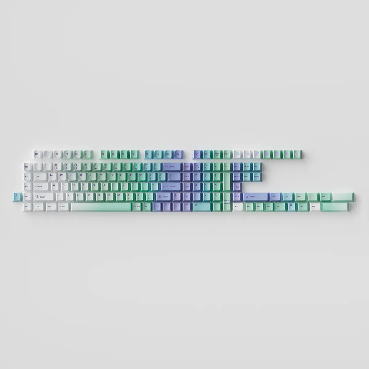 Capace pentru tastatură mecanică Keychron Cherry Profile Dye-Sub PBT Full Keycap Set - Cloud and Snow