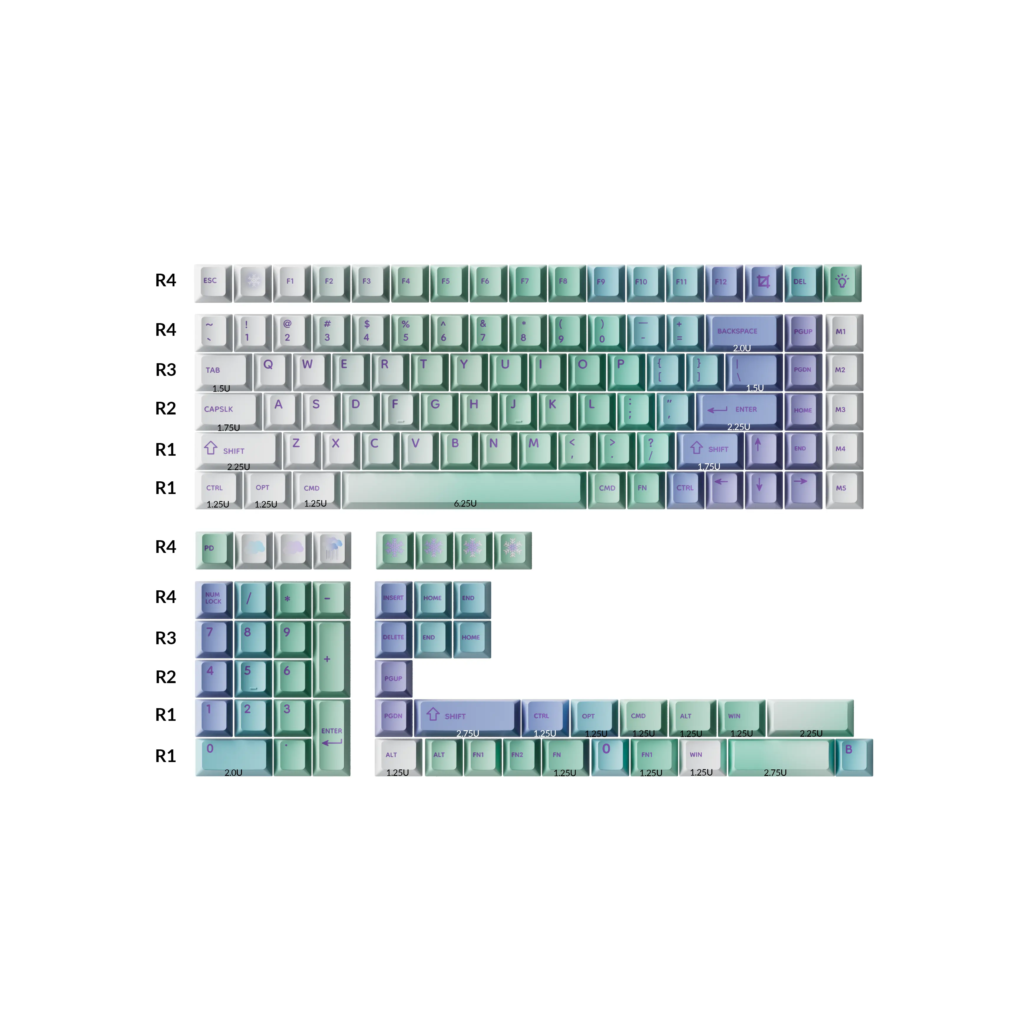 Капачки за механична клавиатура Keychron Cherry Profile Dye-Sub PBT Full Keycap Set - Cloud and Snow - image 1
