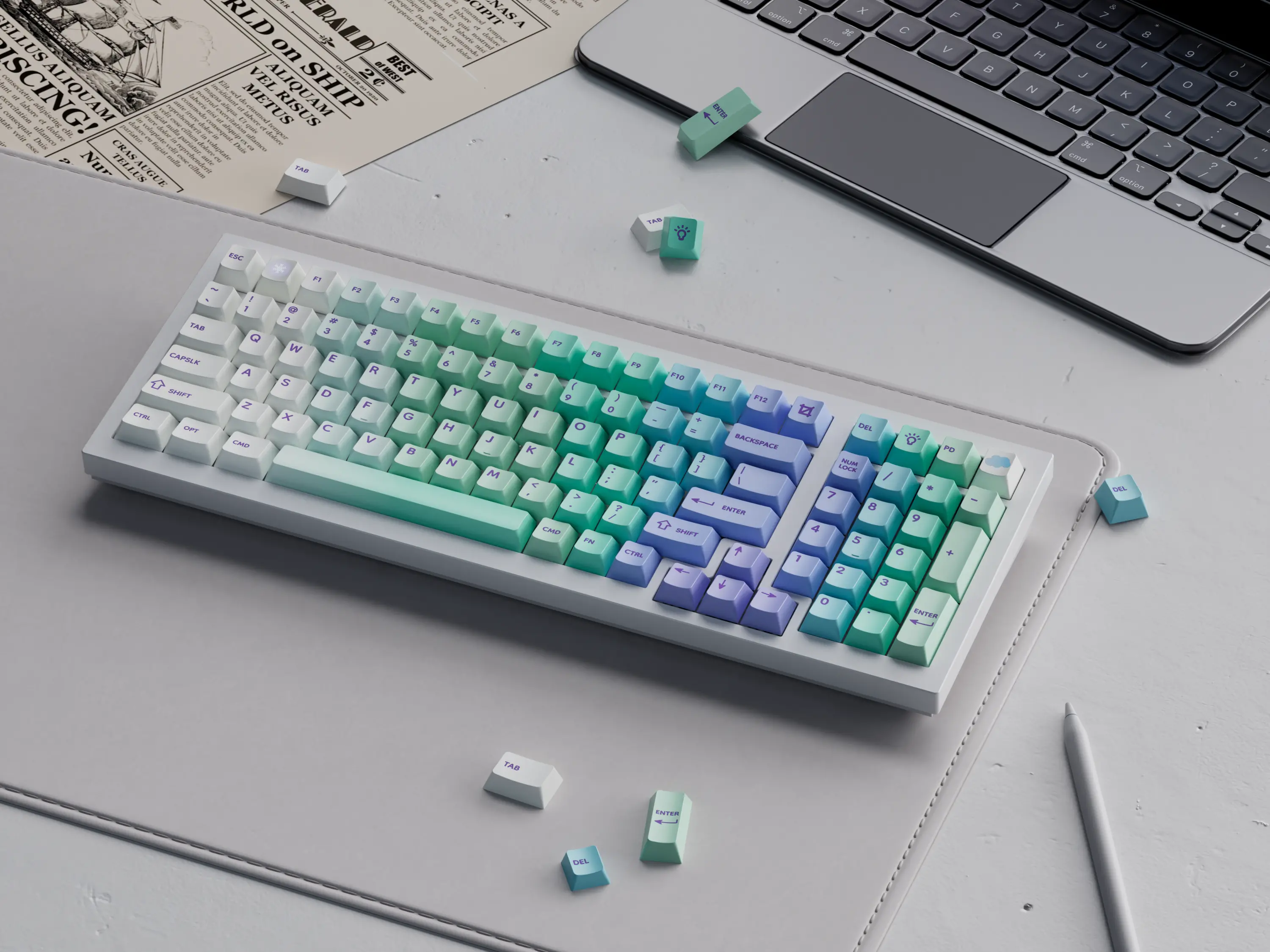 Капачки за механична клавиатура Keychron Cherry Profile Dye-Sub PBT Full Keycap Set - Cloud and Snow - image 2
