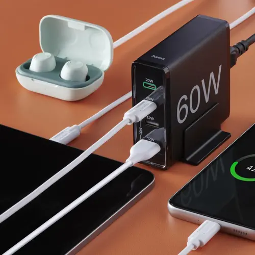 HAMA Зарядна станция 4 порта, 60W, 2 x USB-C, 2 x USB-A, PD, Fast Charge - image 16