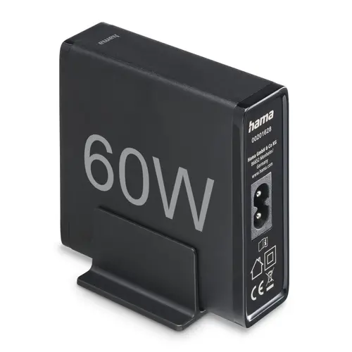 HAMA Зарядна станция 4 порта, 60W, 2 x USB-C, 2 x USB-A, PD, Fast Charge - image 4