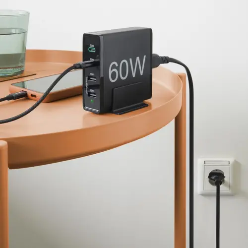 HAMA Зарядна станция 4 порта, 60W, 2 x USB-C, 2 x USB-A, PD, Fast Charge - image 7