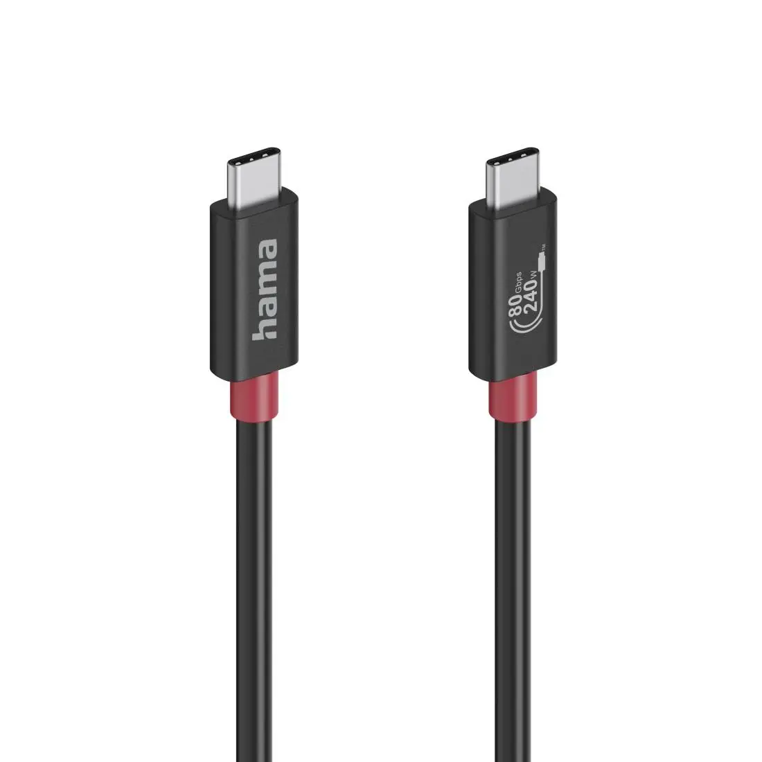 HAMA Кабел USB-C еMarker, USB 4 Gen 4, 80 Gbit/s, 1 м, 5 A, 240 W ,черен - image 1
