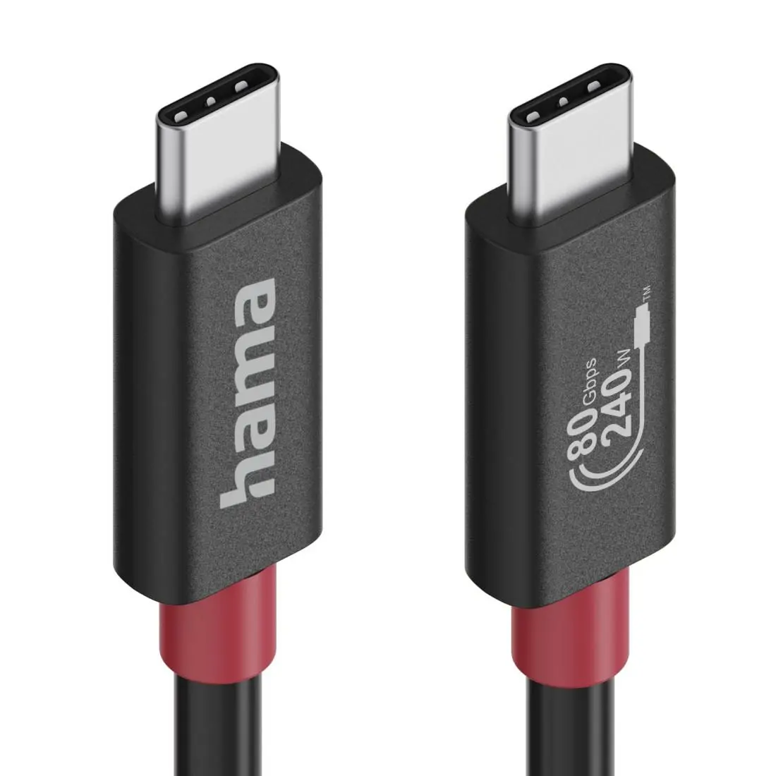 HAMA Кабел USB-C еMarker, USB 4 Gen 4, 80 Gbit/s, 1 м, 5 A, 240 W ,черен - image 2