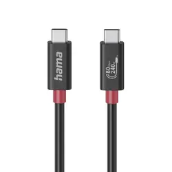 HAMA Кабел USB-C еMarker, USB 4 Gen 4, 80 Gbit/s, 1 м, 5 A, 240 W ,черен