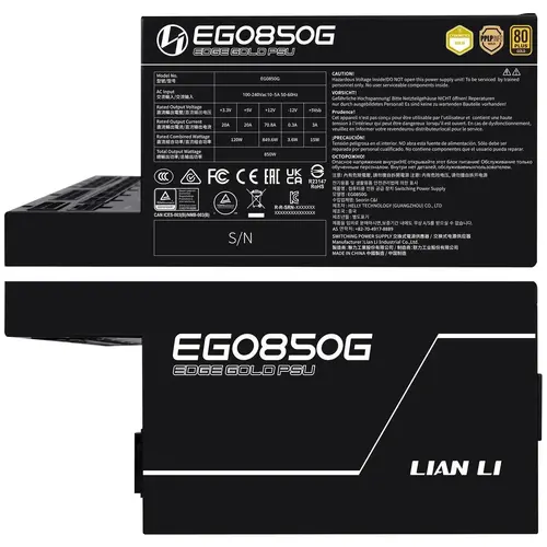 Захранващ блок Lian Li EDGE EGO850 Black 850W 80+ Gold PCIe 5.1, ATX 3.1 - image 3