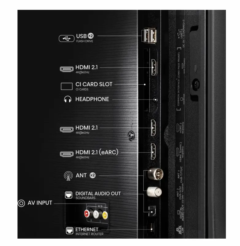 Телевизор, Hisense 43" E7Q, 4K Ultra HD 3840x2160, QLED, Quantum Dot, HDR 10+, HLG, Dolby Vision, Light Sensor, Smart TV, WiFi 5GHz, WiFi Direct, BT, Anyview Cast, 3xHDMI, 2xUSB, LAN, CI+, DVB-T2/C/S2, Black - image 3