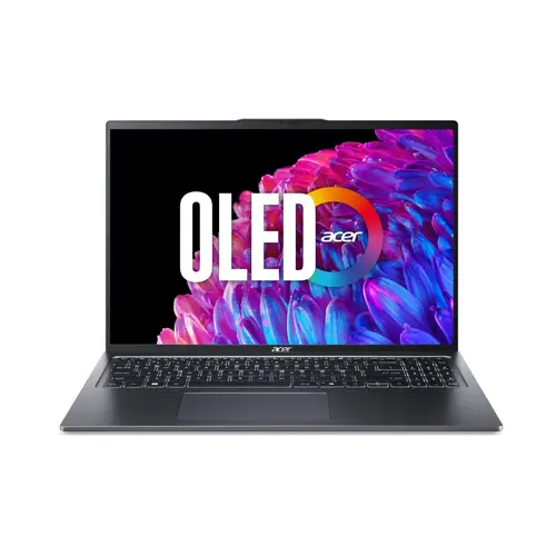 Лаптоп, Acer Swift Go 16, SFG16-72-73WT,Intel Core Ultra 7 155U(up to 4.80GHz, 12MB), 16" 3.2K OLED (3200x2000) 120Hz, 32 GB LPDDR5X on board, 1000GB  NVMe SSD,Intel Graphics,QHD Cam, WiFi 6E, BT 5.3, Micro SD card,Backlit Kbd, Win 11 Home, Steel Gray
