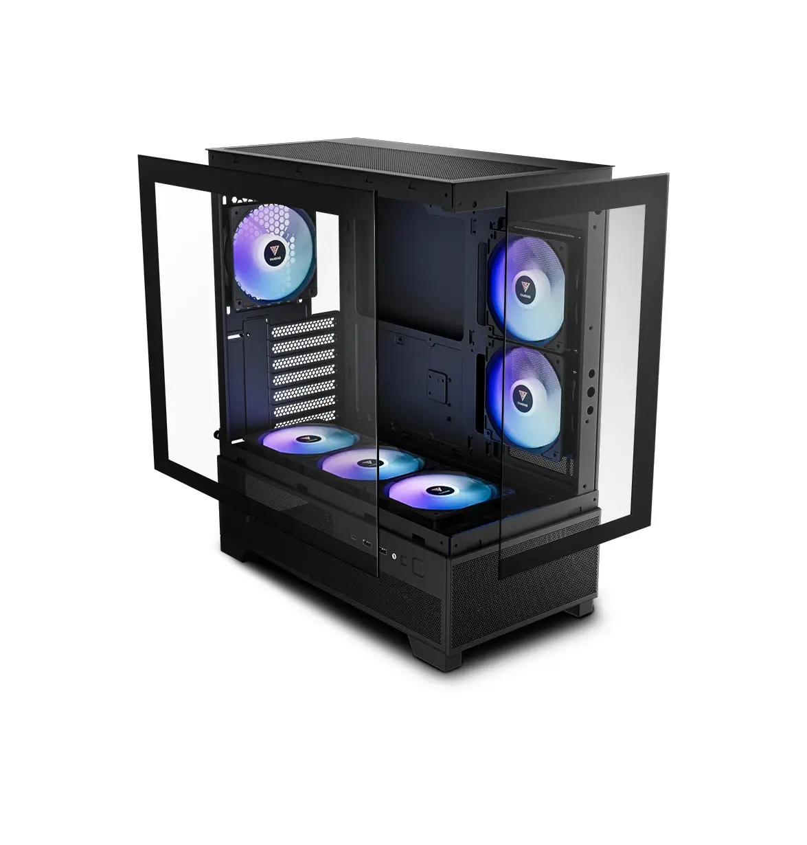 Gamdias кутия Case mATX - AURA GC12 ARGB BK - 6 x 120 mm A-RGB, USB-C, Tempered Glass - image 10