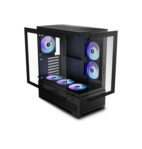 Gamdias кутия Case mATX - AURA GC12 ARGB BK - 6 x 120 mm A-RGB, USB-C, Tempered Glass - image 10