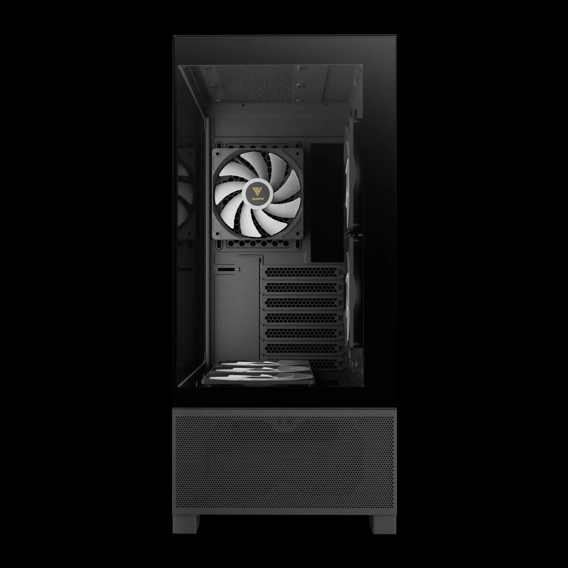 Gamdias кутия Case mATX - AURA GC12 ARGB BK - 6 x 120 mm A-RGB, USB-C, Tempered Glass - image 5