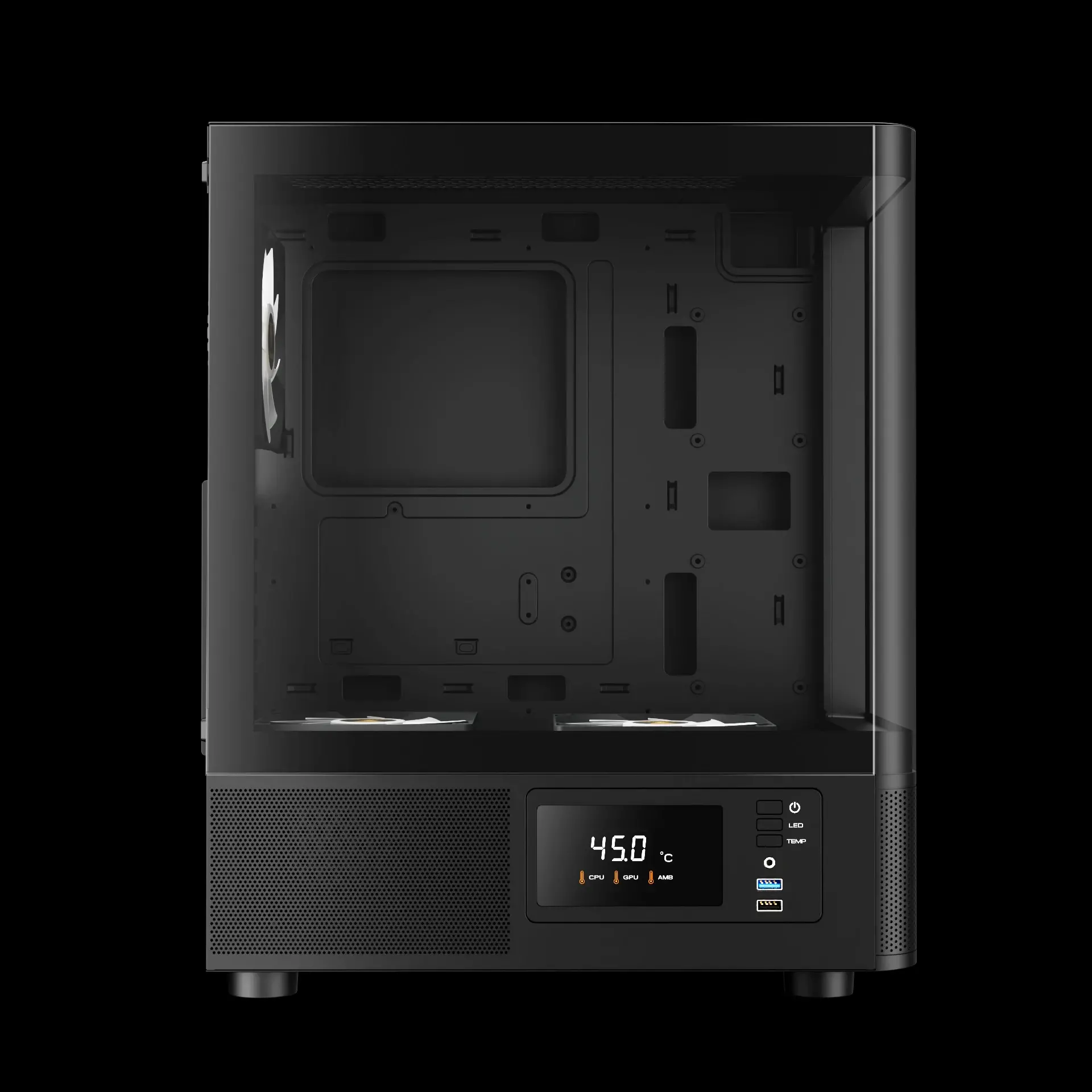 Gamdias кутия Case ATX - ATLAS E2 - 3 x 120 mm A-RGB, Digital Display, Curved Glass - image 3