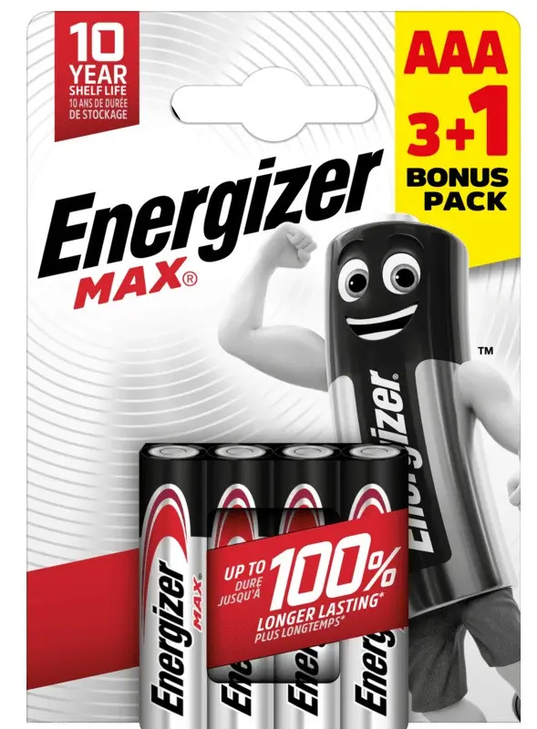 АЛКАЛНИ БАТЕРИИ ENR MAX ALK AAA 3+1 CHP4 ENERGIZER