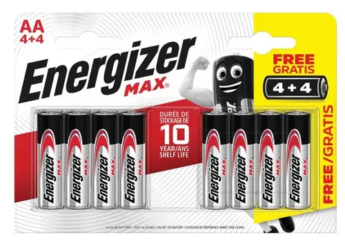 АЛКАЛНИ БАТЕРИИ ENR MAX ALK AA 4+4 CHP8 ENERGIZER