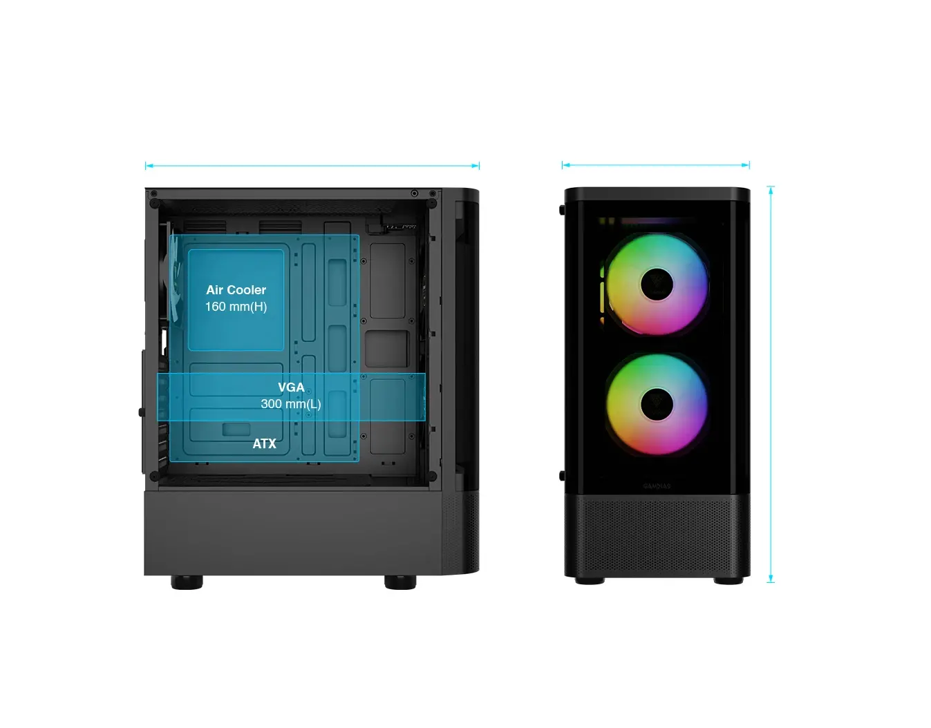Gamdias κουτί υπολογιστή ATX - TALOS E3 CG - 3 x 120 mm A-RGB, καμπυλωτό γυαλί - image 10