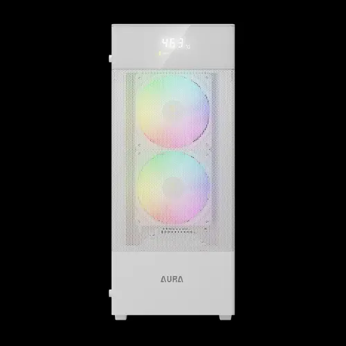 Gamdias кутия Case ATX - AURA GC5 ELITE ARGB WH - Addressable RGB, Mesh, Digital Display - image 3