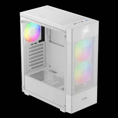 Gamdias кутия Case ATX - AURA GC5 ELITE ARGB WH - Addressable RGB, Mesh, Digital Display - image 4