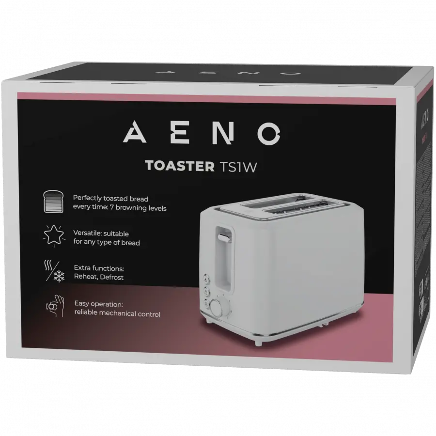AENO TS1W Electric Toaster, 920-1080W, 2 Slots, 7 Levels, White - image 6