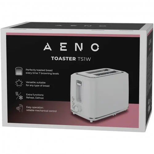 AENO TS1W Electric Toaster, 920-1080W, 2 Slots, 7 Levels, White - 7