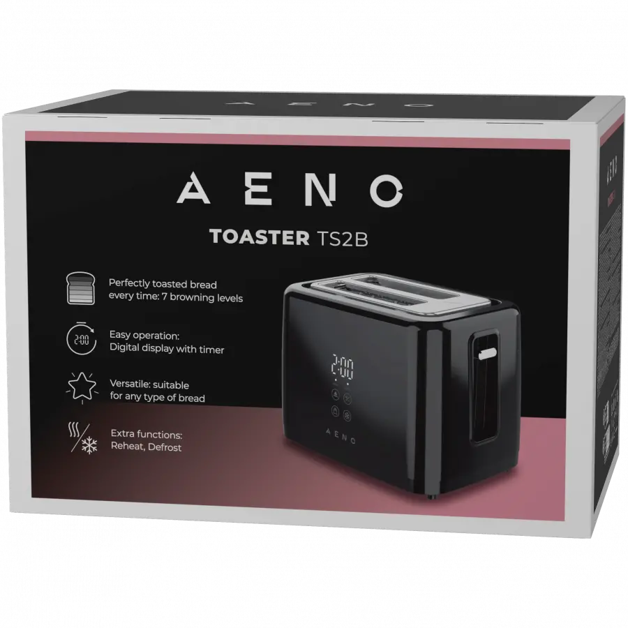 Electric Toaster, black, 220-240V, 50-60Hz, 780-930W, 2 slots, 3 modes, 7 browning levels - image 6