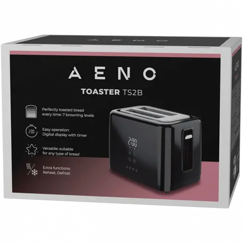 Ηλεκτρική φρυγανιέρα, μαύρη, 220-240V, 50-60Hz, 780-930W, 2 θέσεις, 3 λειτουργίες, 7 επίπεδα ψησίματος - 7