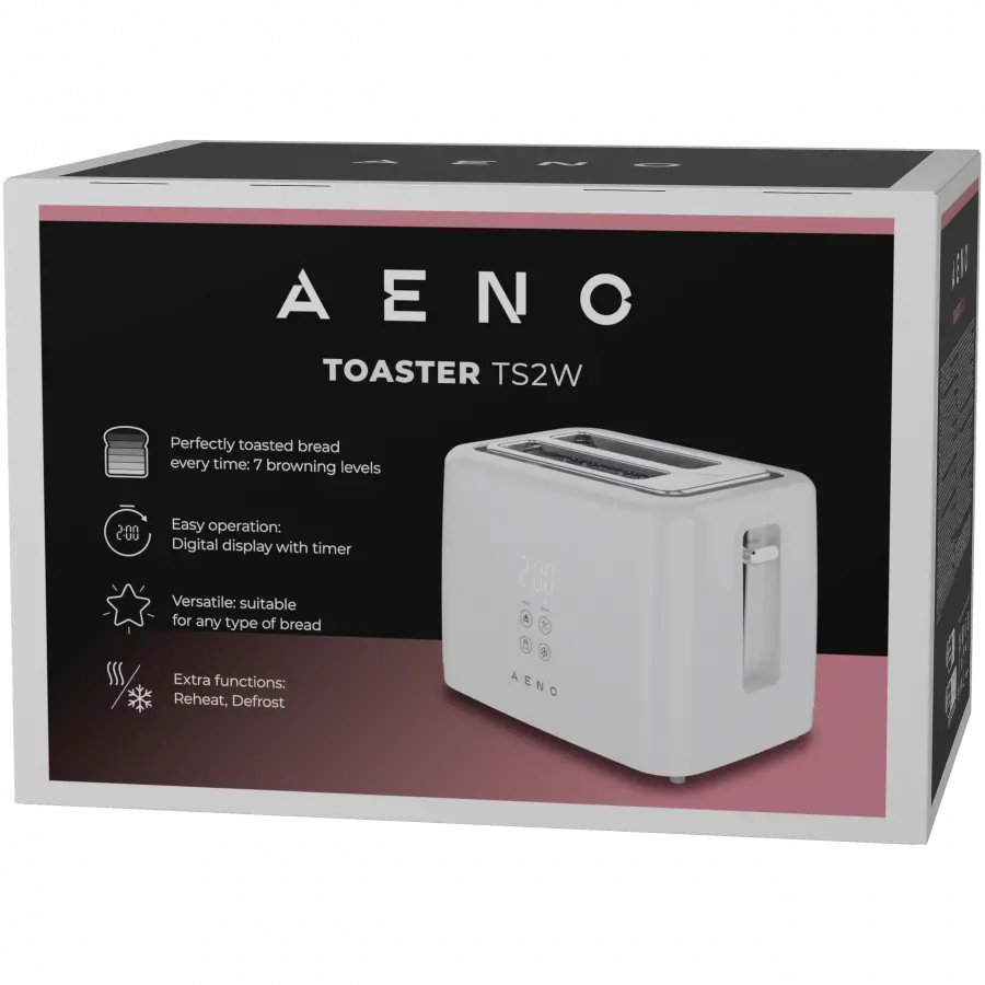 Electric Toaster, White, 220-240V, 50-60Hz, 780-930W, 2 slots, 3 modes, 7 browning levels - image 6