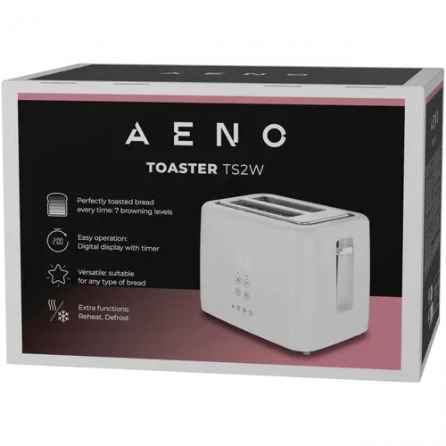 AENO TS2W Electric Toaster, 780-930W, Digital Display, 7 Levels, White - 7