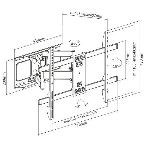 Gembird стенна стойка за телевизор TV Mount - WM-80ST-02 - 37"-80", 60 kg - image 15