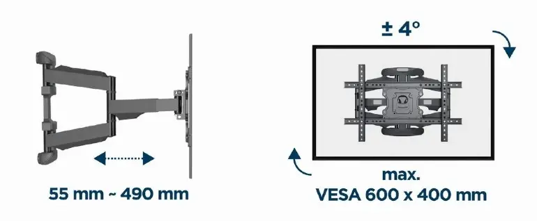 Gembird стенна стойка за телевизор TV Mount - WM-75ST-02 - 32"-75", 45.5 kg - image 5