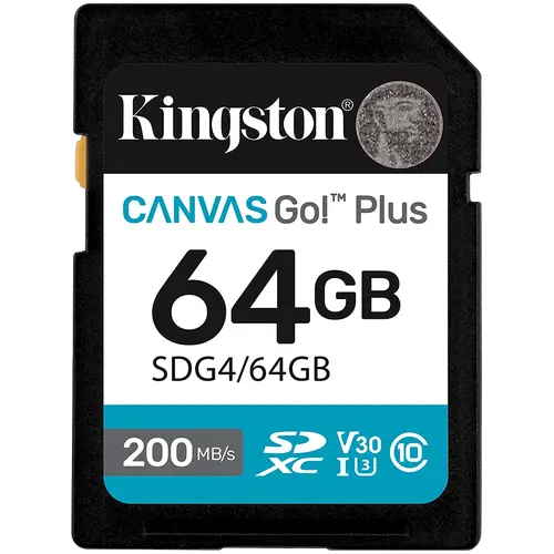 KINGSTON 64GB SDXC Canvas Go Plus Gen4 200MB/s C10 UHS-I U3 V30
