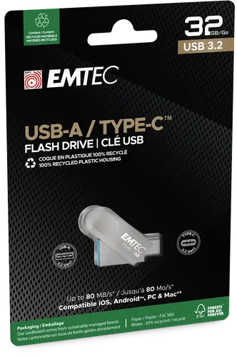 Памет, MOST 32G EMTEC D280 TYPE-C + TYPE-A - image 2