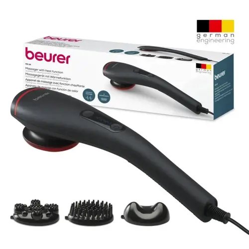 Aparat de masaj, Beurer MG 24 aparat de masaj cu funcție de încălzire; masaj cu vibrații calmant și relaxant; 3 accesorii de masaj; 2 niveluri - 6