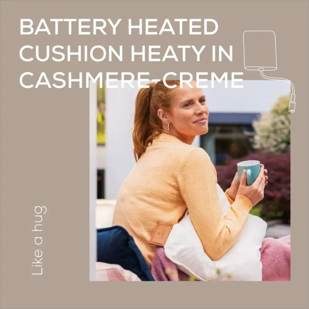 Термоподложка, Beurer HK 77 Heaty cashmere-creme; lithium-ion battery; Soft velvet cushion cover machine-washable at 30°C; 3 temperature settings; Fast heating; BSS; 45(L)x45(W) cm - image 7