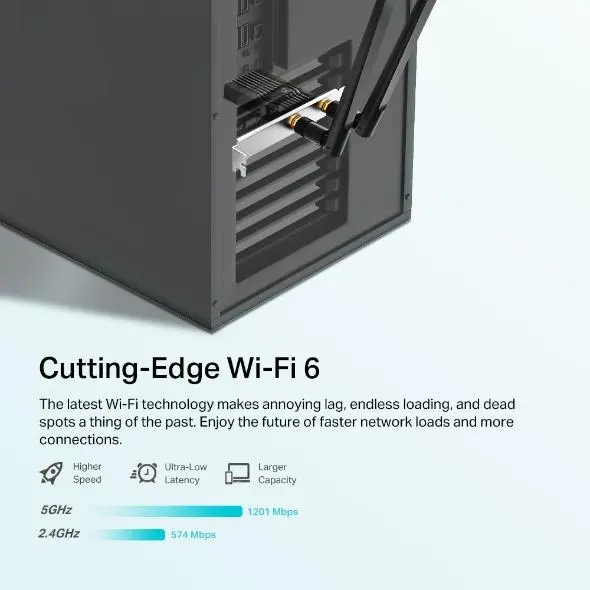 Безжичен адаптер TP-LINK Archer TX20E, PCIe, 1800Mbps, Wireless AX, 2.4GHz /5GHz, BT 5.2, 2x външни антени - image 1