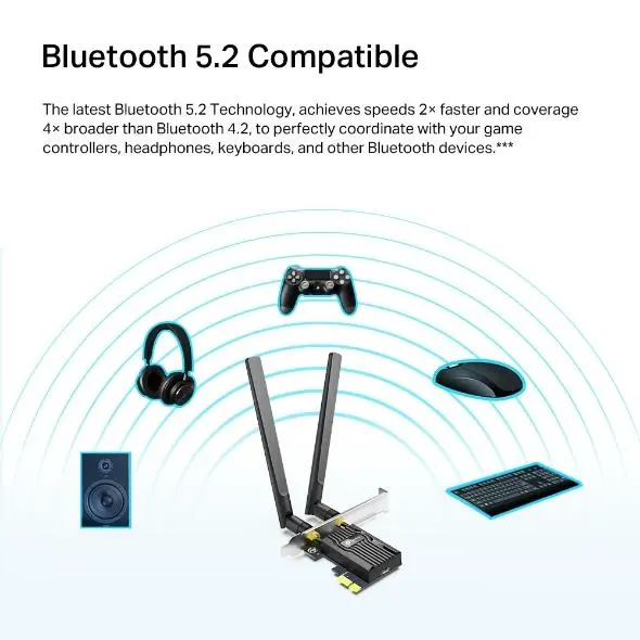 Безжичен адаптер TP-LINK Archer TX20E, PCIe, 1800Mbps, Wireless AX, 2.4GHz /5GHz, BT 5.2, 2x външни антени - image 3