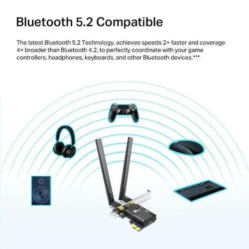 Безжичен адаптер TP-LINK Archer TX20E, PCIe, 1800Mbps, Wireless AX, 2.4GHz /5GHz, BT 5.2, 2x външни антени - image 3