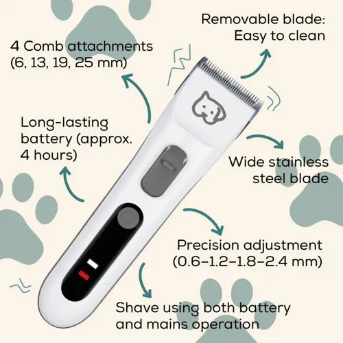 Машинка за подстригване, Beurer PP 110 Fluffy Professional grooming for dogs and cats;individually adjustable cutting lengths and extra-long battery life;Quiet motor;Wide stainless steel blade - image 2