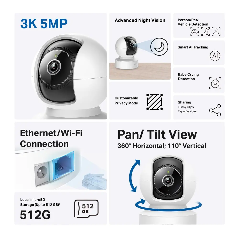 Камера TP-Link Tapo C232, 3K 5MP,домашна охр. камера с AI - image 3