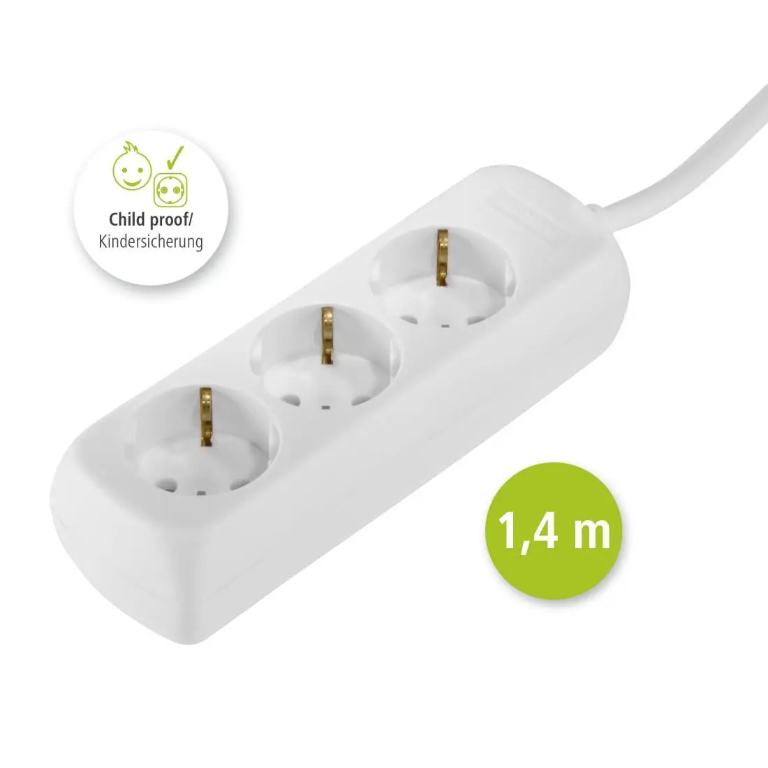 HAMA Разклонител 3 гнезда, 1.4м, бял - image 1