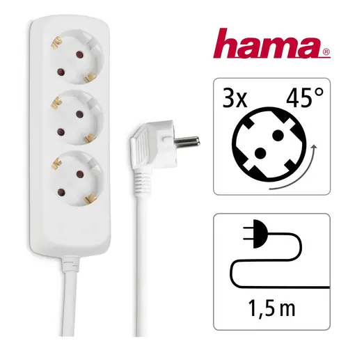 HAMA Разклонител 3 гнезда, 1.4м, бял - image 4